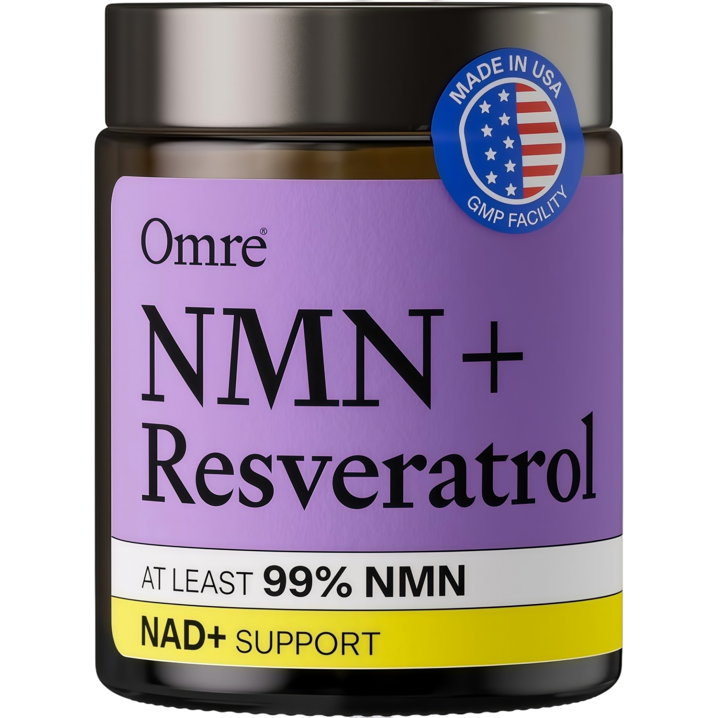 OMRE NMN + Resveratrol Supplement 99% Purity for Cellular Energy, NAD+ Boost | Highly Bioavailable Nicotinamide Mononucleotide Supplement Resveratrol 500mg & NMN 500mg, Made in USA, 60 Capsules